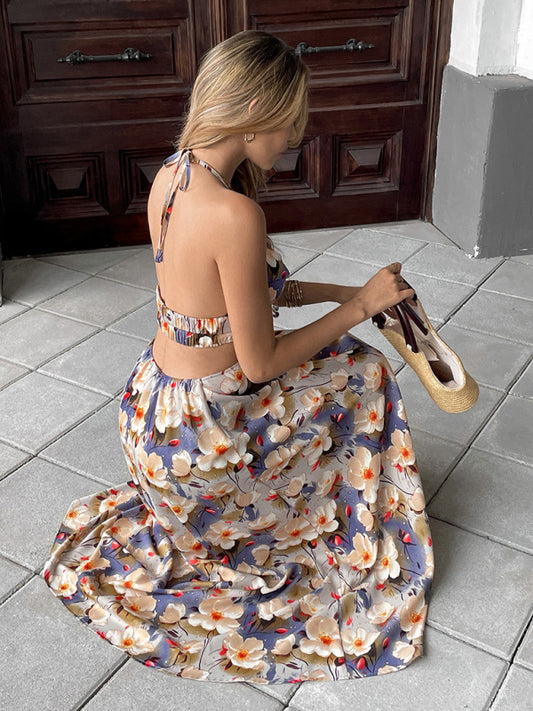 Printed suspender dress